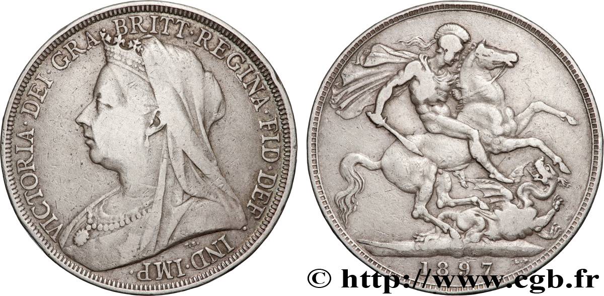 UNITED KINGDOM 1 Crown Victoria “old Head” 1897 VF
