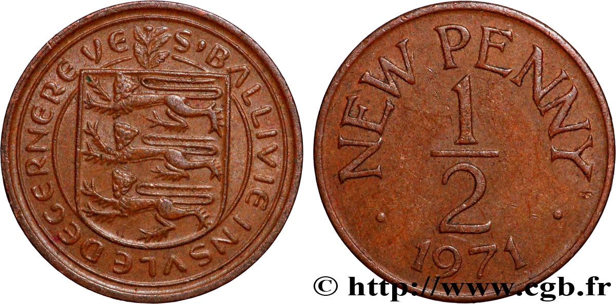 GUERNESEY 1/2 New Penny 1971 Londres SUP