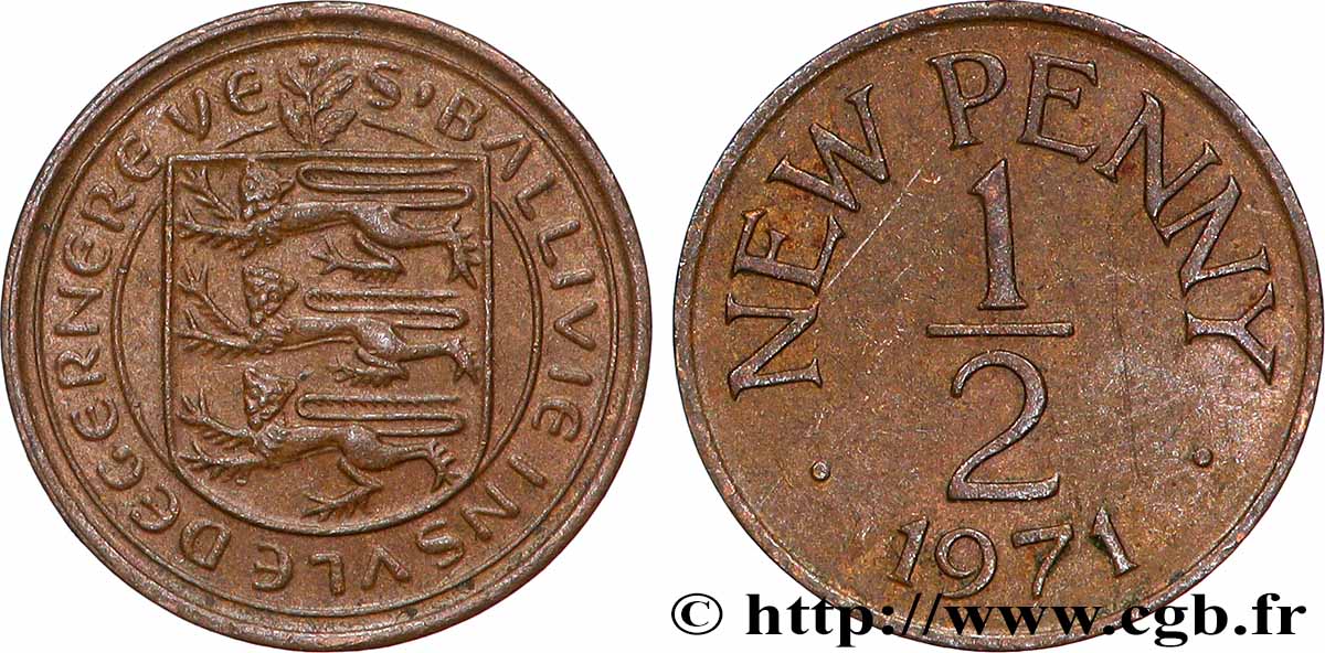 GUERNSEY 1/2 New Penny 1971 Londres VZ