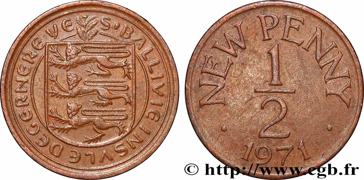 GUERNESEY 1/2 New Penny 1971 Londres SUP