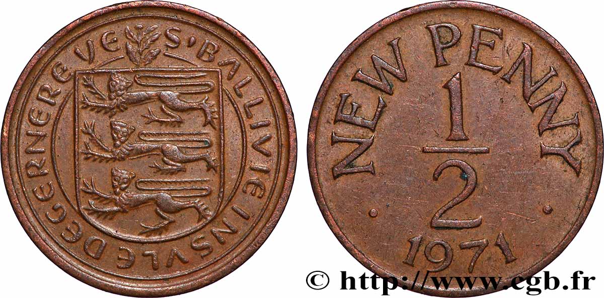 GUERNSEY 1/2 New Penny 1971 Londres AU