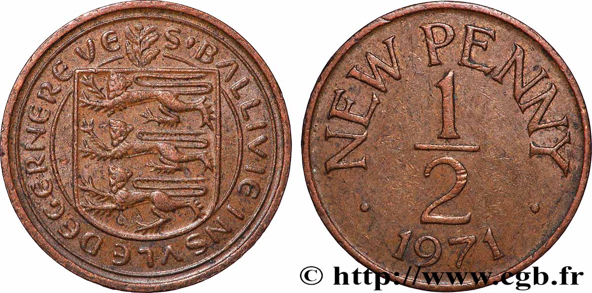 GUERNESEY 1/2 New Penny 1971 Londres SUP