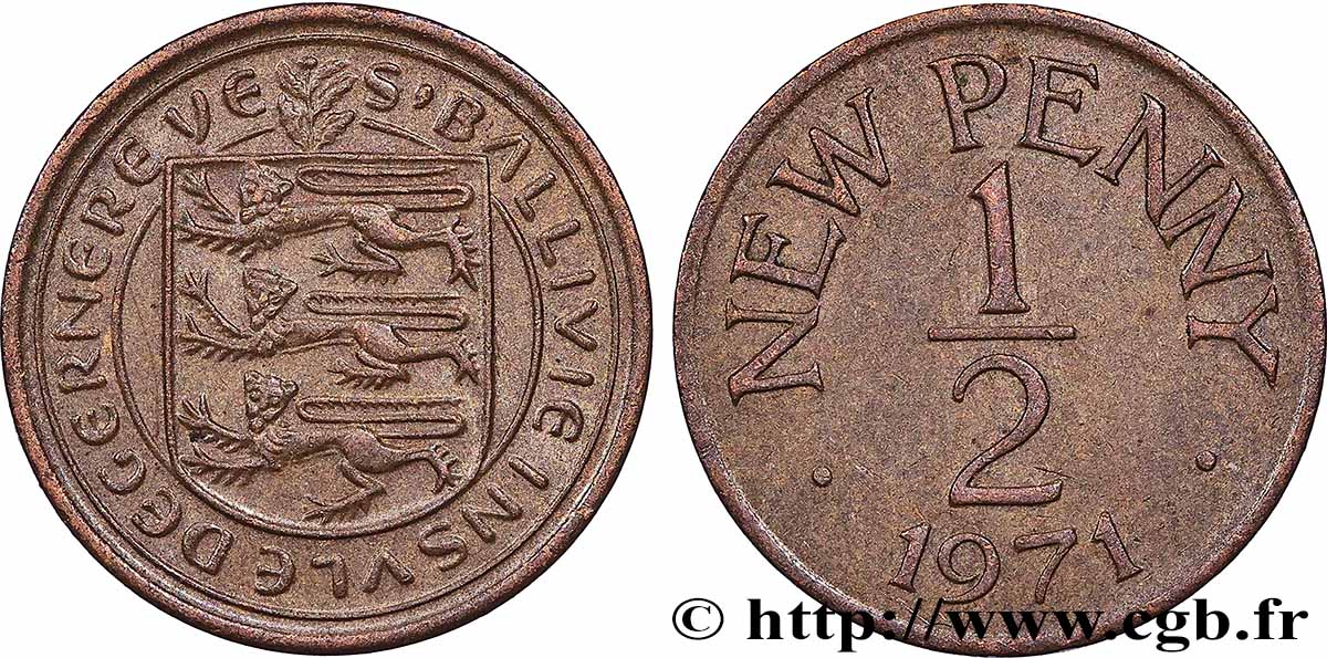 GUERNSEY 1/2 New Penny 1971 Londres AU
