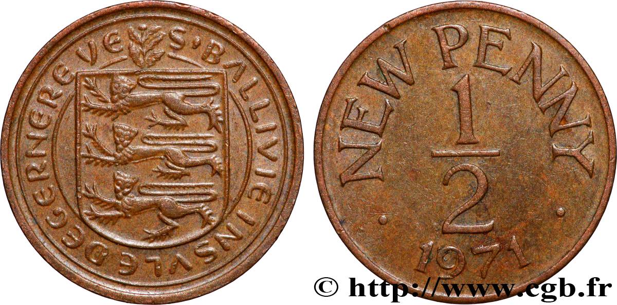 GUERNESEY 1/2 New Penny 1971 Londres SUP