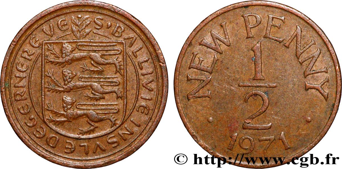 GUERNSEY 1/2 New Penny 1971 Londres AU