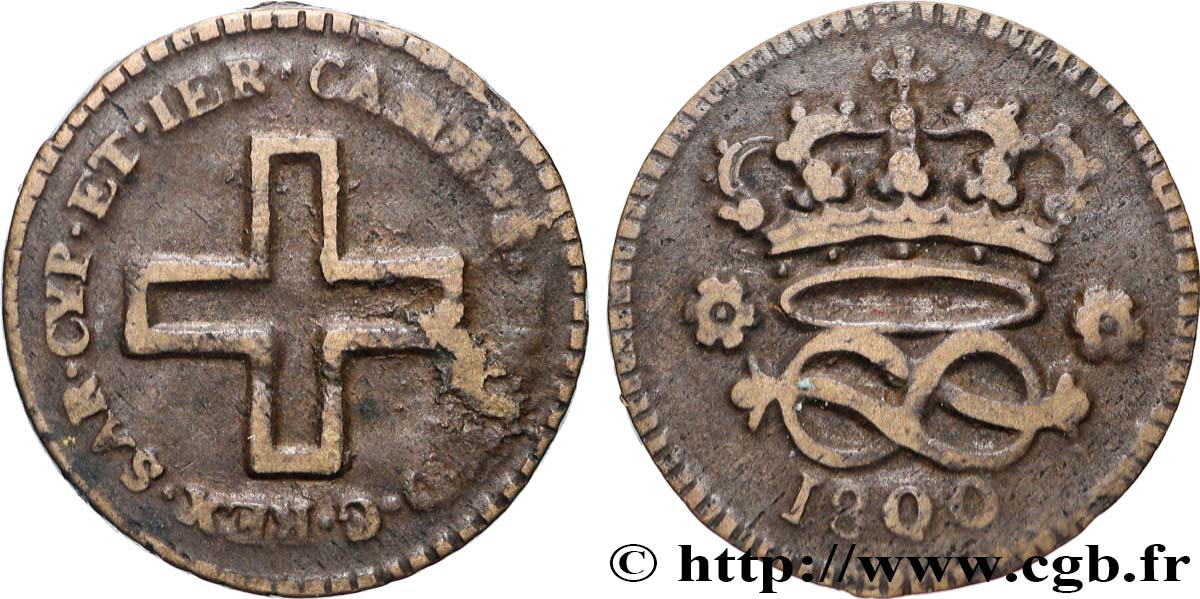 ITALIE - ROYAUME DE SARDAIGNE 2 Denari frappe au nom de Charles Emmanuel IV 1800 Turin TTB