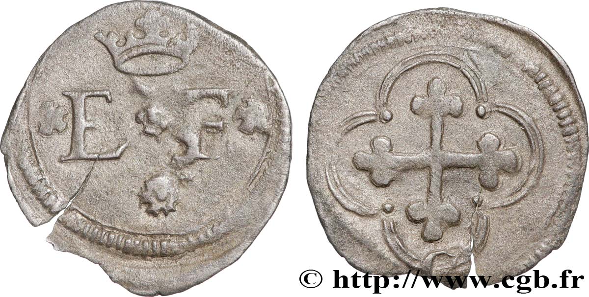 SAVOIE - DUCHÉ DE SAVOIE - EMMANUEL-PHILIBERT DIT  TÊTE DE FER  Quart de sol, 1er type (quarto di soldo, I tipo) s.d. Chambéry TTB