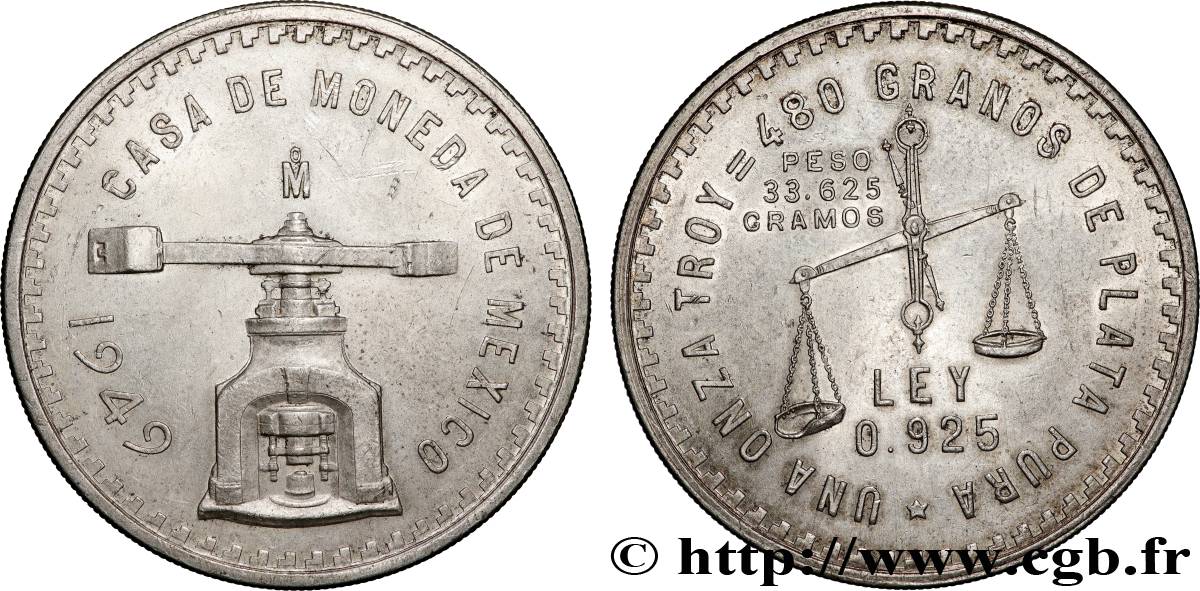 ARGENT D INVESTISSEMENT 1 Onza (Once) 1949 Mexico TTB+