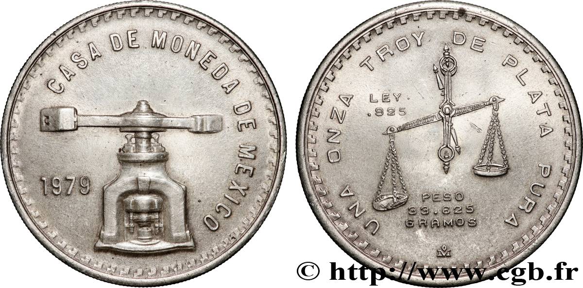 ARGENT D INVESTISSEMENT 1 Onza (Once) presse monétaire 1979 Mexico SUP