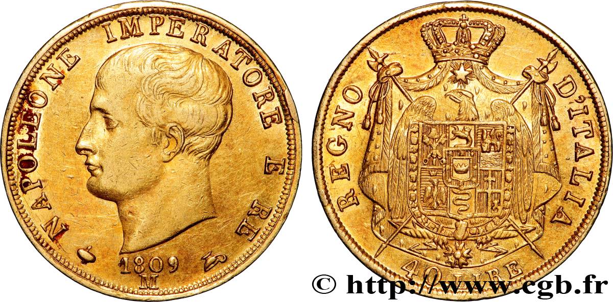 OR, PALLADIUM ET PLATINE INVESTISSEMENT 40 Lire 1809 Milan TTB+