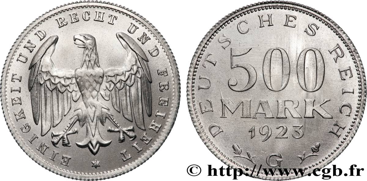 GERMANIA 500 Mark aigle 1923 Karlsruhe MS