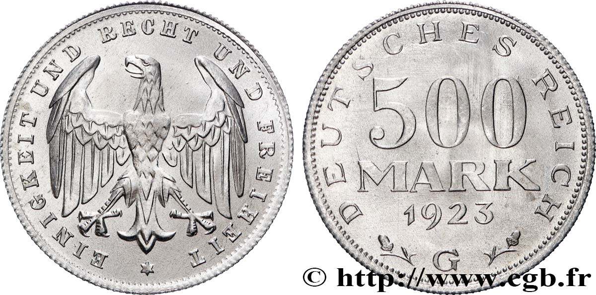 GERMANY 500 Mark aigle 1923 Karlsruhe MS