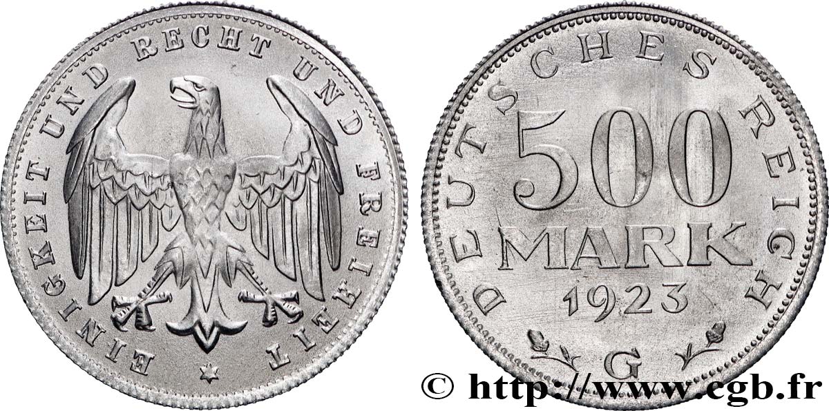 GERMANY 500 Mark aigle 1923 Karlsruhe MS