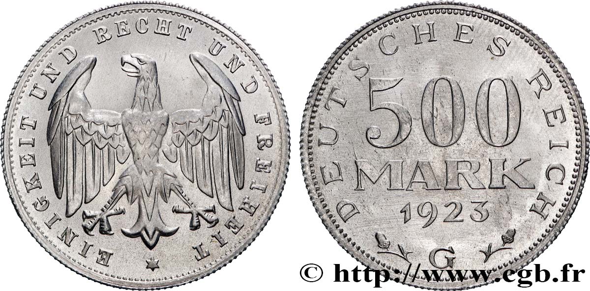 ALLEMAGNE 500 Mark aigle 1923 Karlsruhe SPL