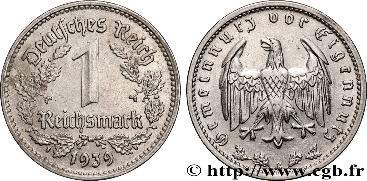 DEUTSCHLAND 1 Reichsmark aigle 1939 Karlsruhe - G VZ