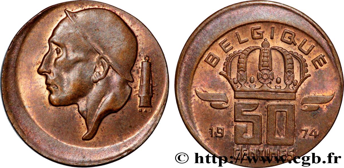 BELGIEN 50 Centimes type Mineur, frappe casquette 1974 Bruxelles fST