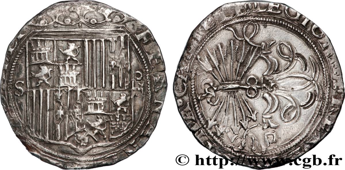 ESPAGNE - ROYAUME D ESPAGNE - ISABELLE ET FERDINAND LES ROIS CATHOLIQUES 4 Reales n.d. Séville TTB