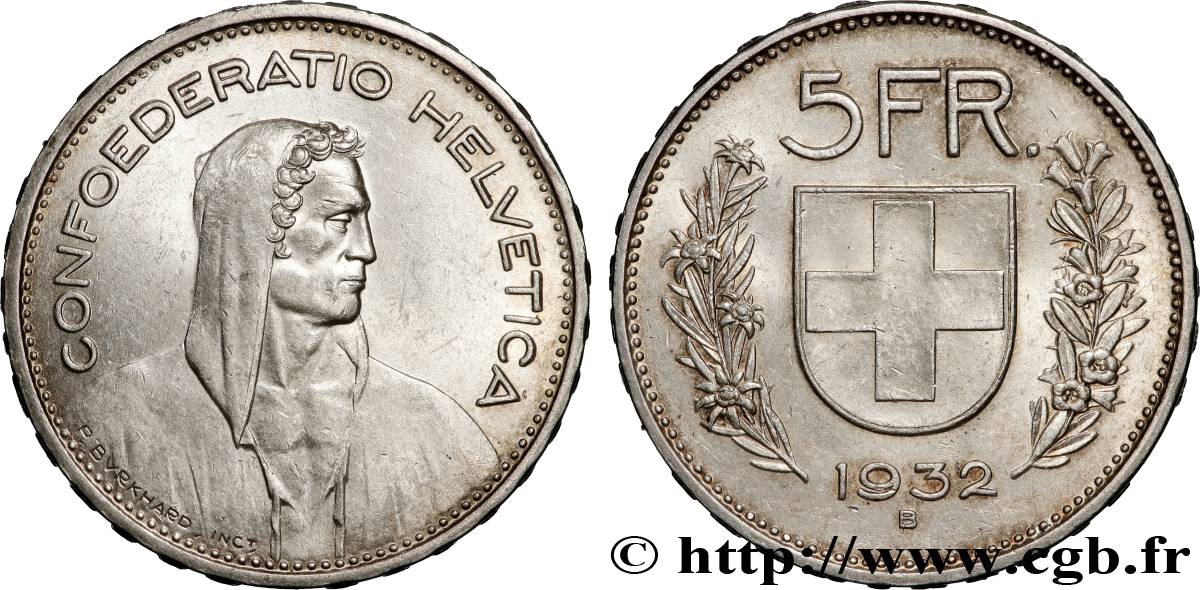 SUISSE 5 Francs Berger des Alpes 1932 Berne SUP