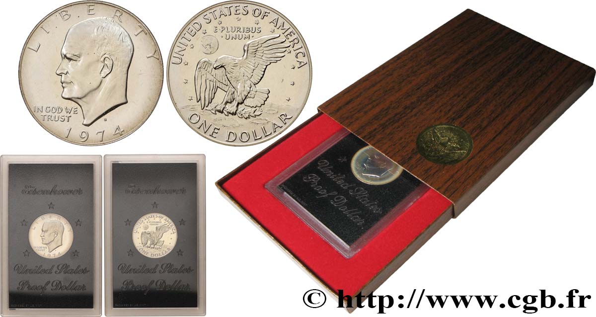 UNITED STATES OF AMERICA 1 Dollar Eisenhower Proof 1974 San Francisco - S MS