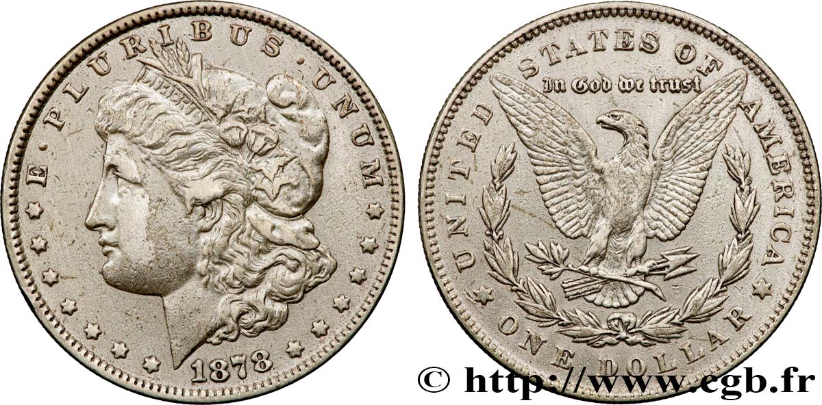 ÉTATS-UNIS D AMÉRIQUE 1 Dollar type Morgan type à 7 plumes, 2nd revers 1878 Philadelphie TTB
