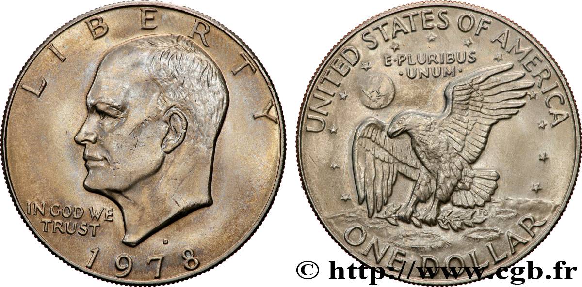 ÉTATS-UNIS D AMÉRIQUE 1 Dollar Eisenhower / aigle posé sur la Lune 1978 Denver TTB+