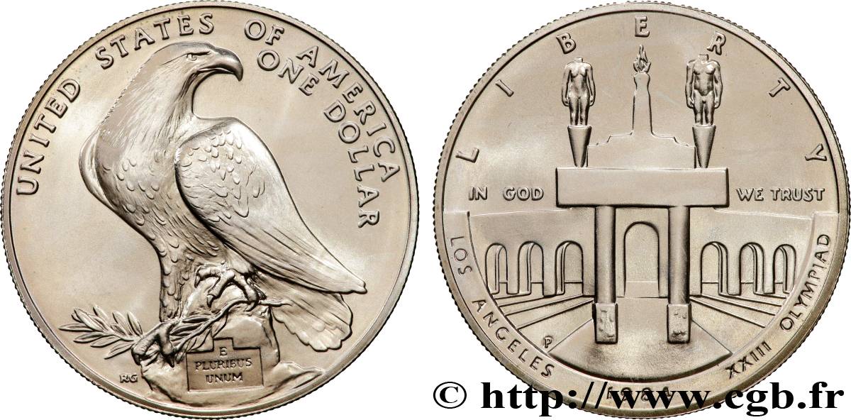UNITED STATES OF AMERICA 1 Dollar Proof J.O. de Los Angeles 1984 Philadelphie MS