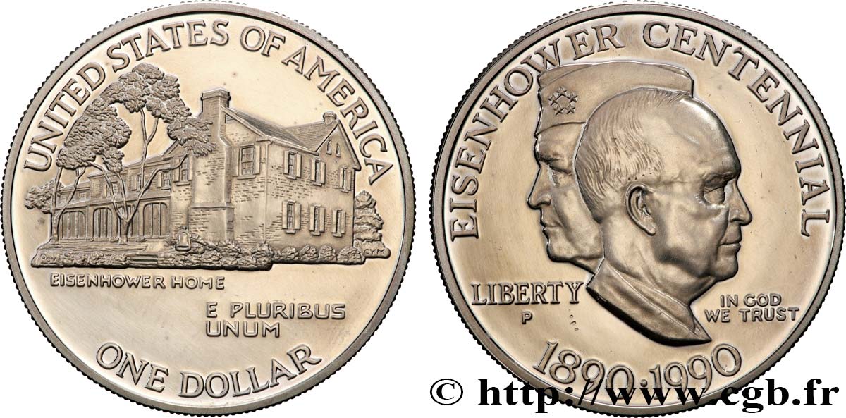 ÉTATS-UNIS D AMÉRIQUE 1 Dollar Proof centenaire de la naissance d’Eisenhower 1990 Philadelphie SPL