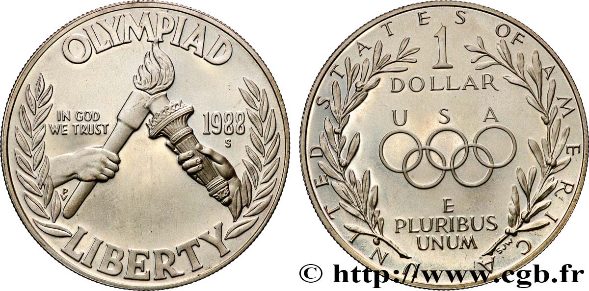 UNITED STATES OF AMERICA 1 Dollar Proof Jeux Olympiques de Séoul 1988 San Francisco MS