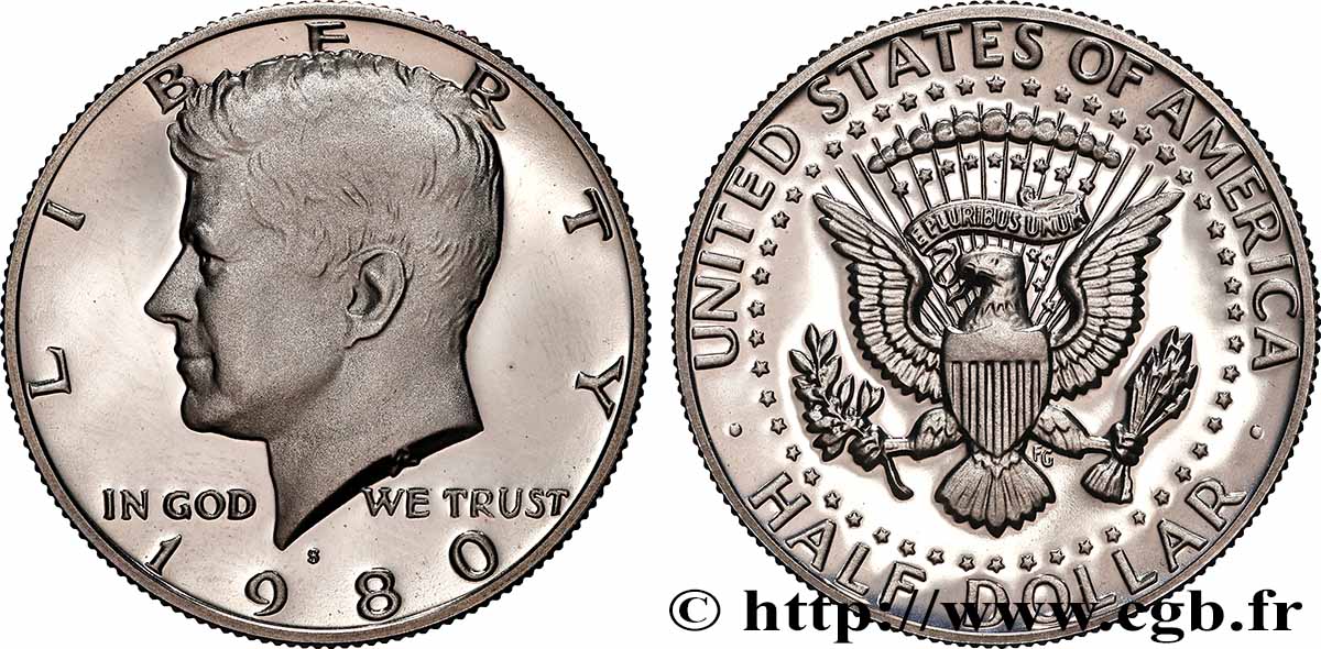 ÉTATS-UNIS D AMÉRIQUE 1/2 Dollar Proof Kennedy 1980 San Francisco SPL