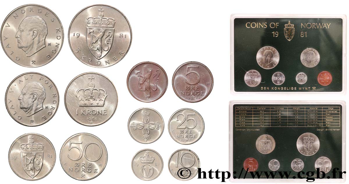 NORVÈGE Série FDC 6 monnaies 1981 Kongsberg FDC