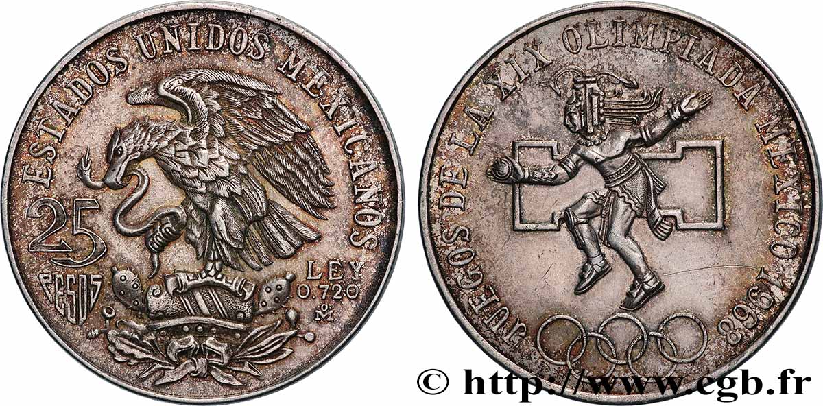MEXICO 25 Pesos Jeux Olympiques de Mexico 1968 Mexico AU