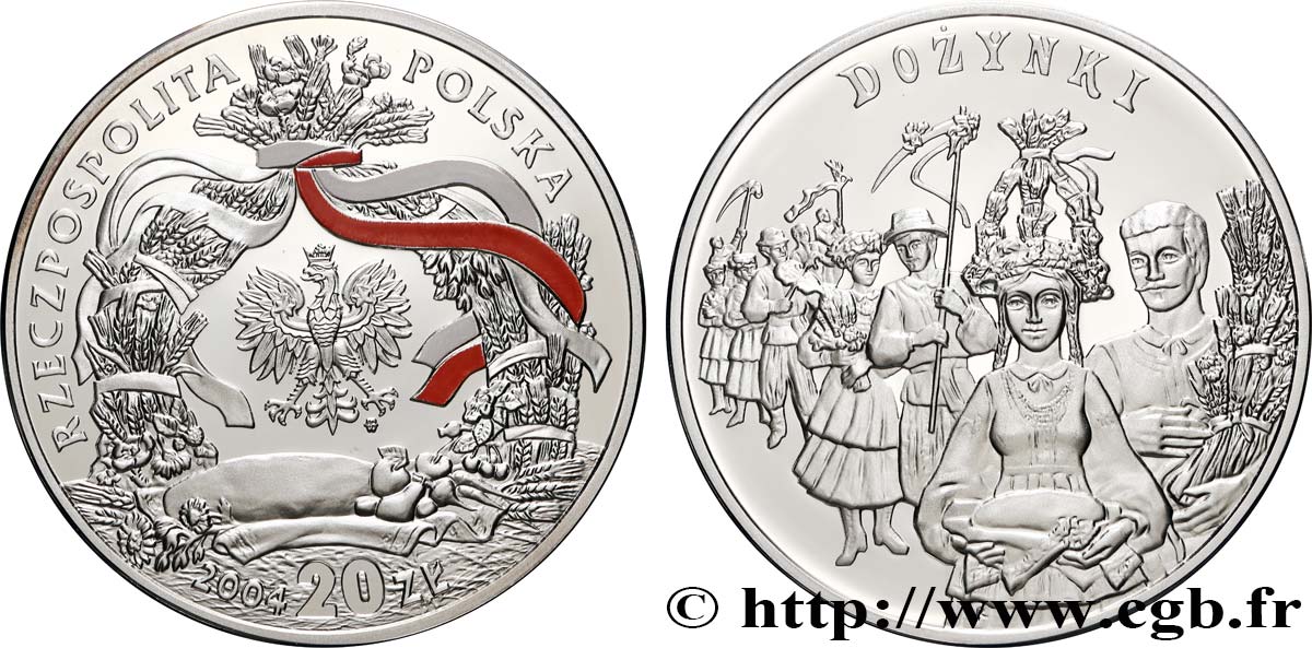 POLOGNE 20 Zlotych Proof Dozynki 2004  FDC