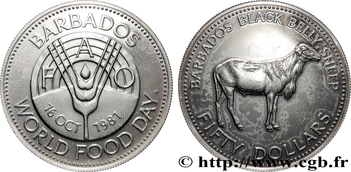 BARBADOS 50 Dollars F.A.O 1981 MS