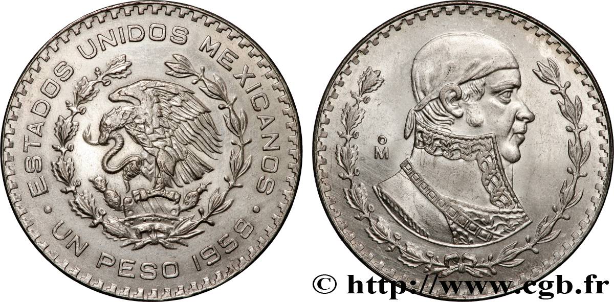 MEXICO 1 Peso Jose Morelos y Pavon 1958 Mexico AU