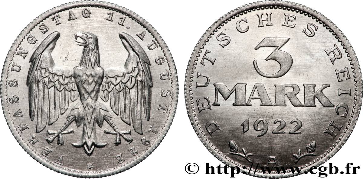 GERMANY 3 Mark Jour de la Constitution 1922 Berlin MS