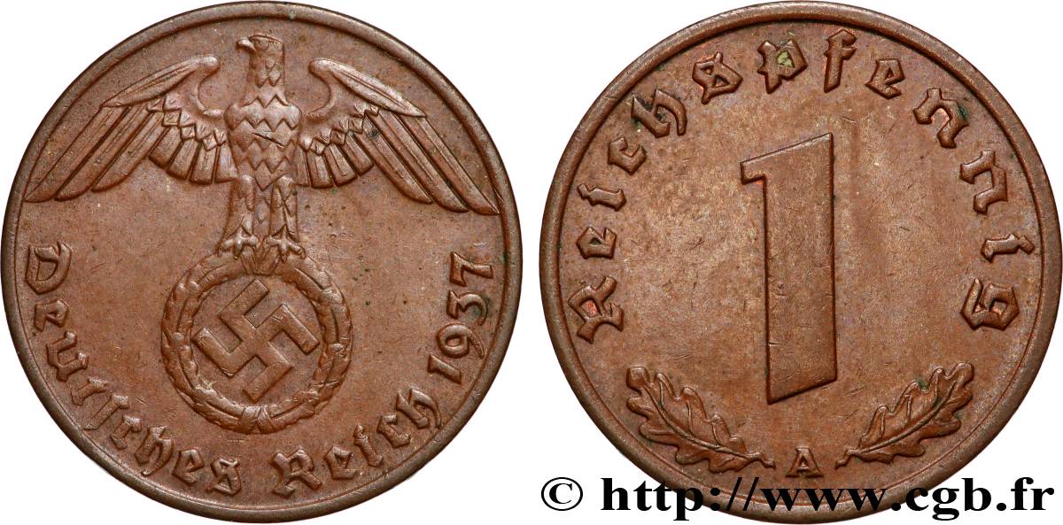 GERMANY 1 Reichspfennig 1937 Berlin AU