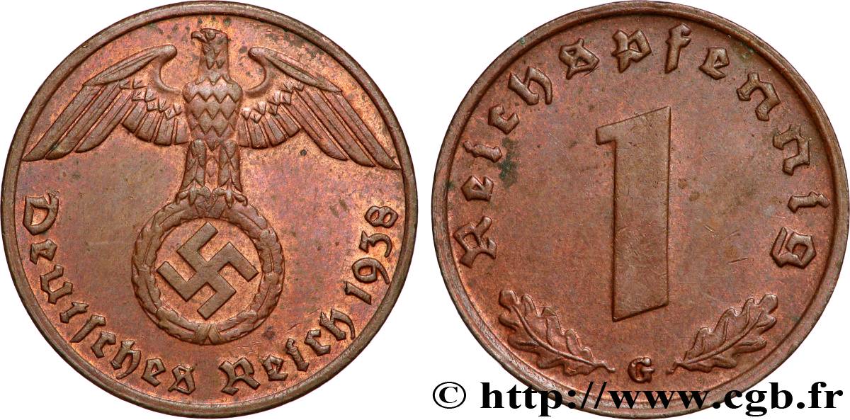 GERMANY 1 Reichspfennig aigle et swastika 1938 Karlsruhe AU