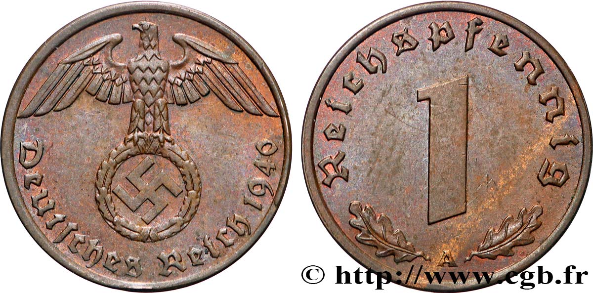 ALLEMAGNE 1 Reichspfennig aigle et swastika 1940 Berlin SUP
