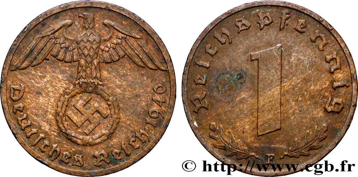 GERMANY 1 Reichspfennig aigle et swastika 1940 Berlin AU