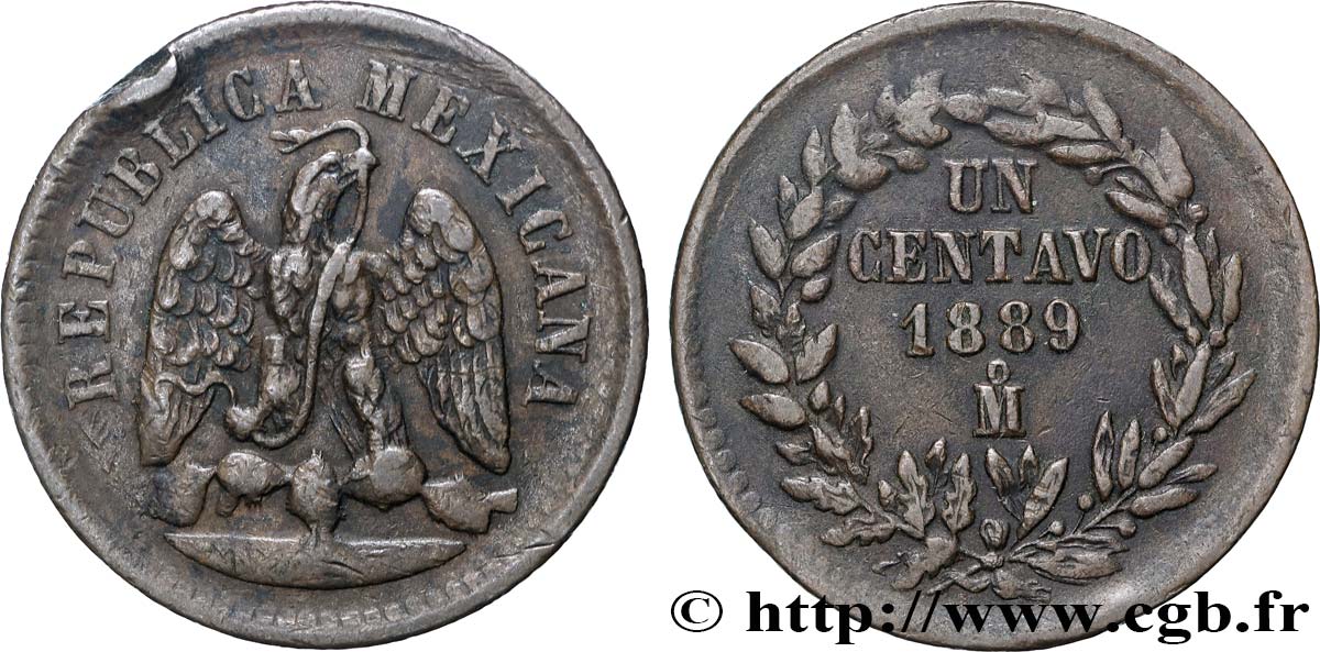 MÉXICO 1 Centavo Aigle 1889 Mexico MBC