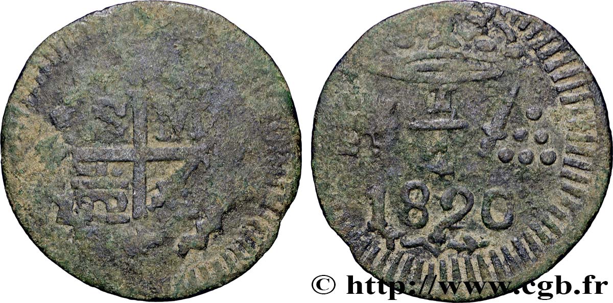 COLOMBIA 1/4 Real Santa Marta 1820 Santa Marta VF