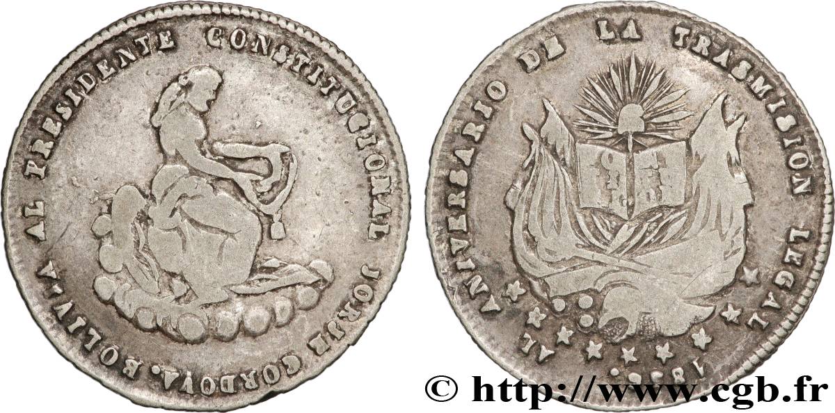 BOLIVIE 1 Sol Jorge Cordova 1856 Potosi TB+