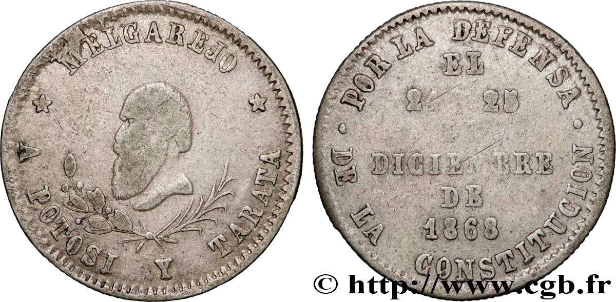 BOLIVIEN 1/4 Melgarejo 1868 Potosi S