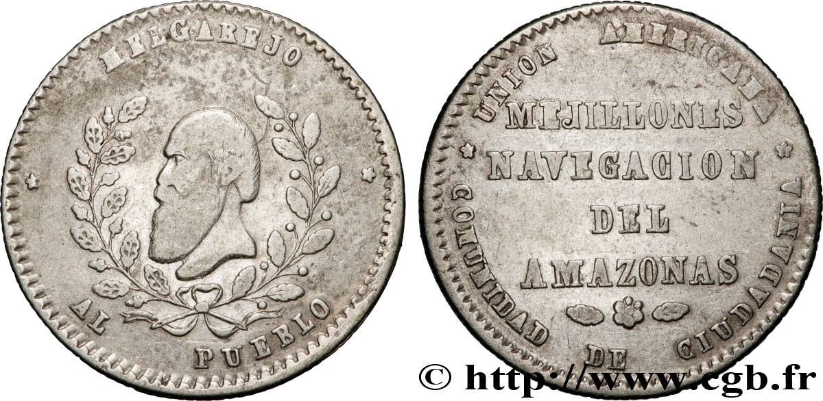 BOLIVIE Médaille commémorative 1/4 Melgarejo 1868 Potosi TB+