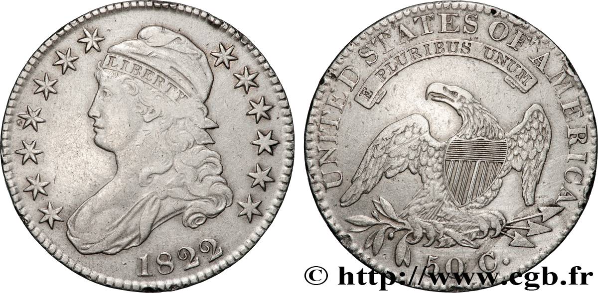 UNITED STATES OF AMERICA 50 Cents (1/2 Dollar) type “Capped Bust” 1822 Philadelphie XF