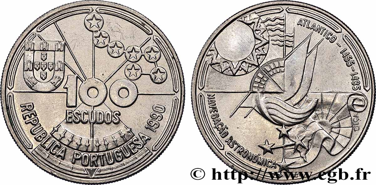 PORTUGAL 100 Escudos Navigation astronomique 1990 Lisbonne SUP