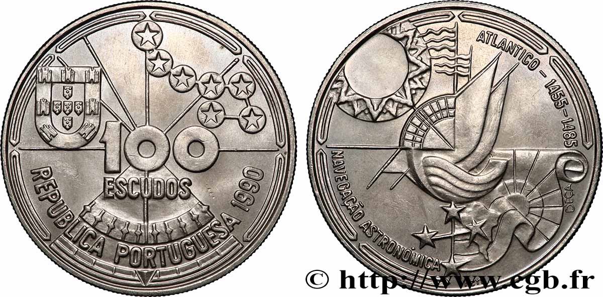 PORTUGAL 100 Escudos Navigation astronomique 1990 Lisbonne SUP