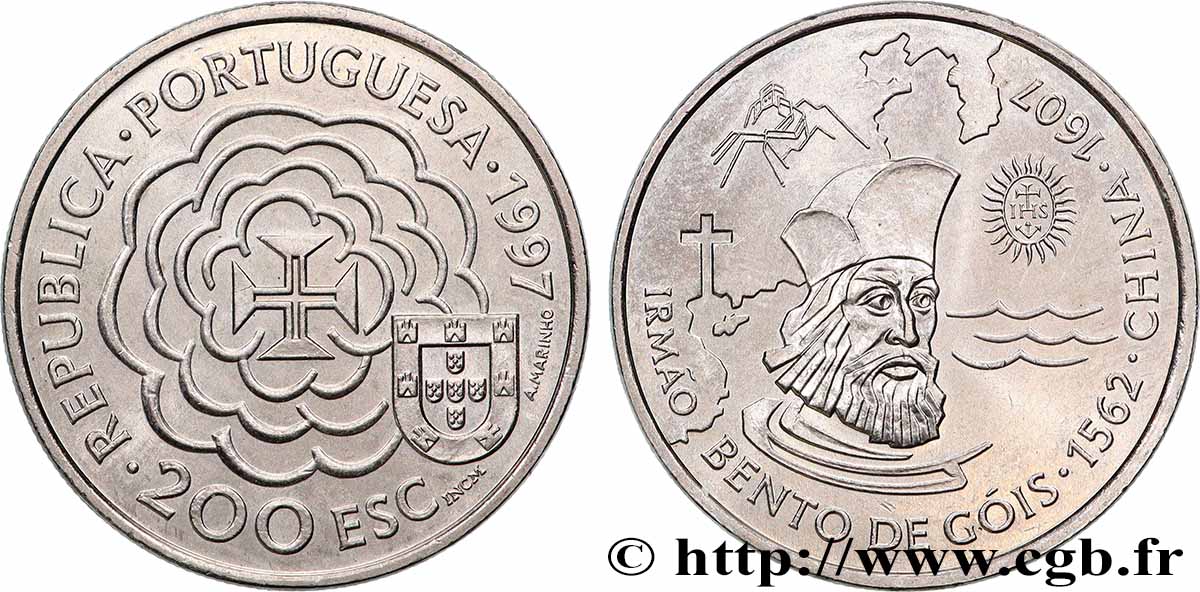 PORTUGAL 200 Escudos Irmao Bento de Gois, côtes de la Chine 1997 Lisbonne MS