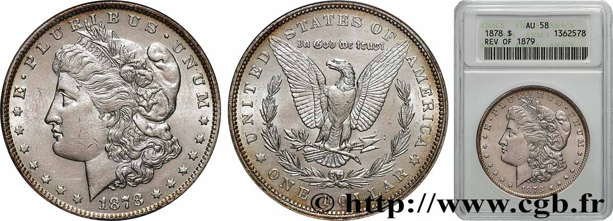 ÉTATS-UNIS D AMÉRIQUE 1 Dollar type Morgan, 2nd revers 1878 Philadelphie SUP58 ANACS