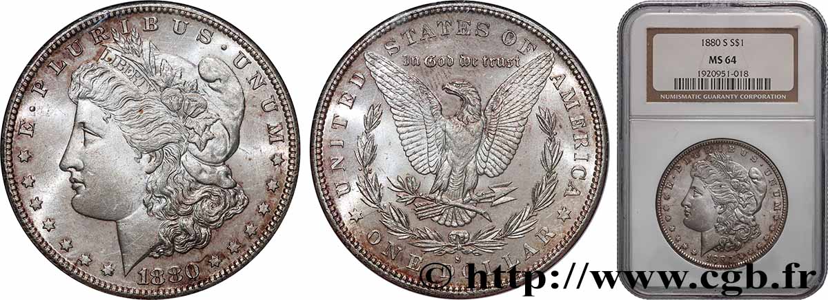 UNITED STATES OF AMERICA 1 Dollar type Morgan 1880 San Francisco - S MS64 NGC
